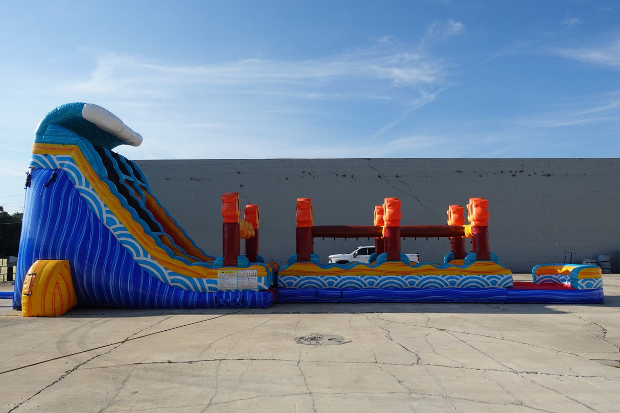 24ft Poseidon Plunge Dual Lane 2pc Commercial Water Slide with Inflatable Slip & Slide - BounceWave Inflatable Sales