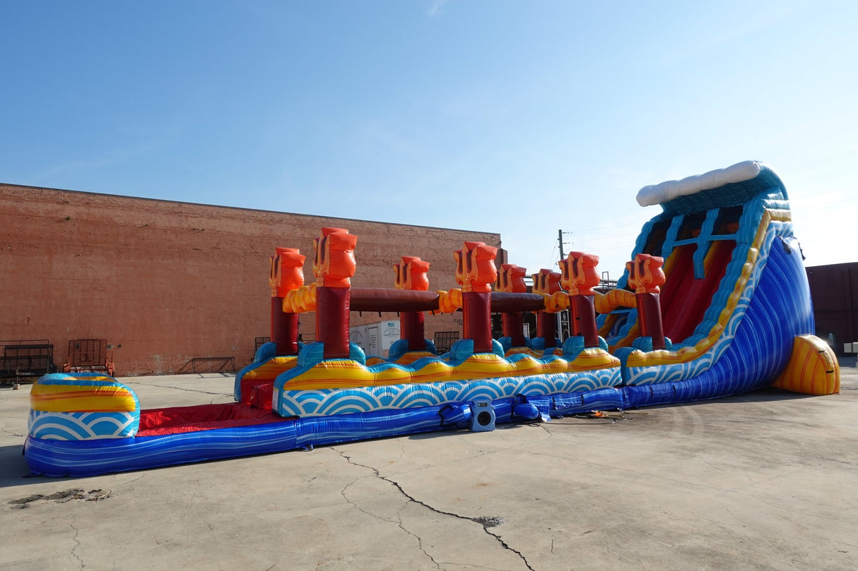 24ft Poseidon Plunge Dual Lane 2pc Commercial Water Slide with Inflatable Slip & Slide - BounceWave Inflatable Sales