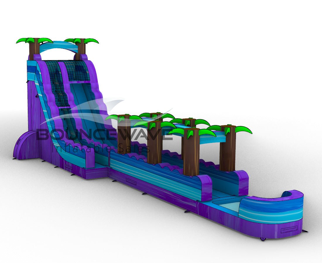 24ft Purple Plunge Teal Single Lane Inflatable Water Slide With Slip & Slide - BounceWave Inflatable Sales