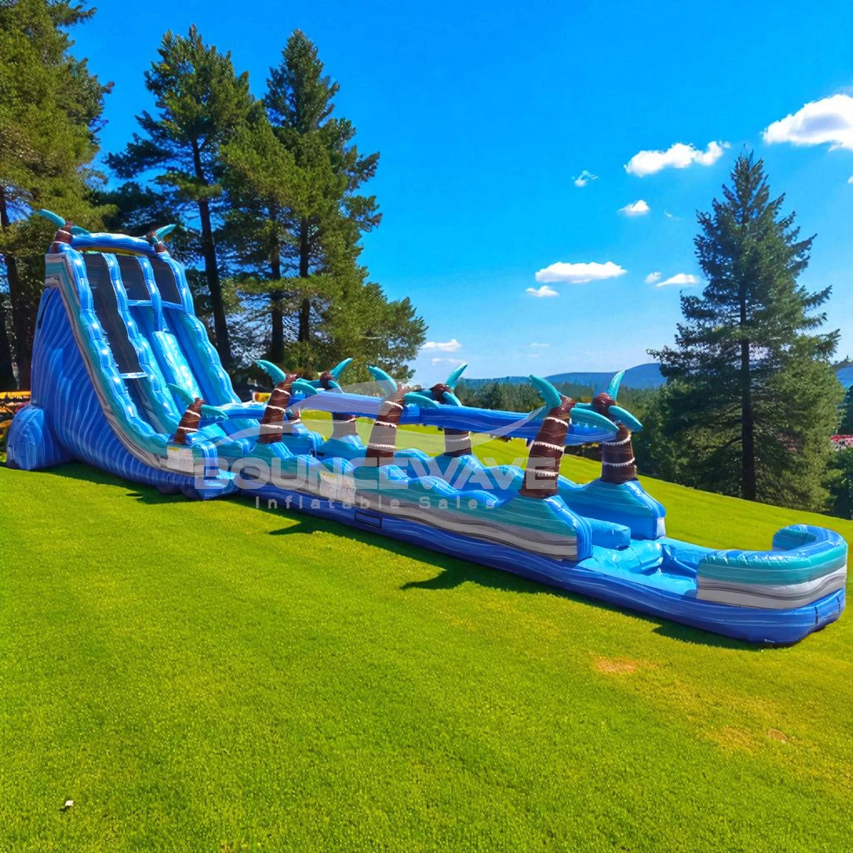 24ft Summer Breeze DL 2pc Commercial Water Slide with Inflatable Slip & Slide - BounceWave Inflatable Sales