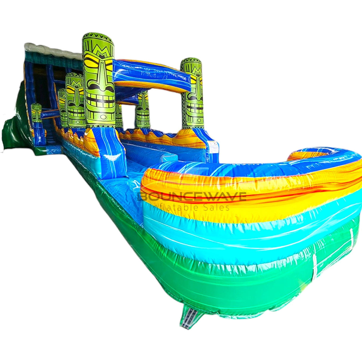 24ft Tiki Wave Dual Lane 2pc Commercial Water Slide with Inflatable Slip & Slide - BounceWave Inflatable Sales