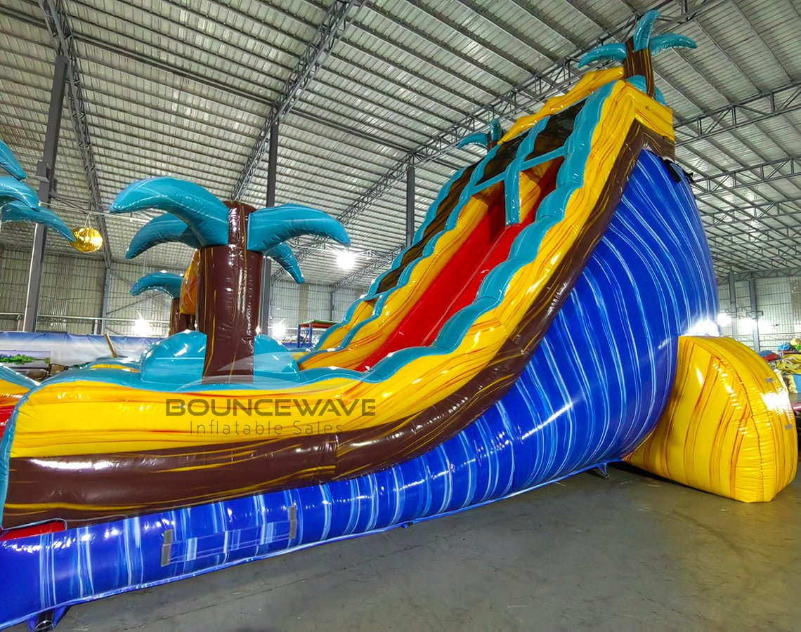24ft Tropic Shock Dual Lane Commercial Water Slide with Inflatable Slip & Slide - BounceWave Inflatable Sales