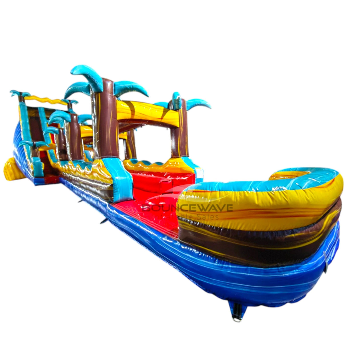 24ft Tropic Shock Dual Lane Commercial Water Slide with Inflatable Slip & Slide - BounceWave Inflatable Sales