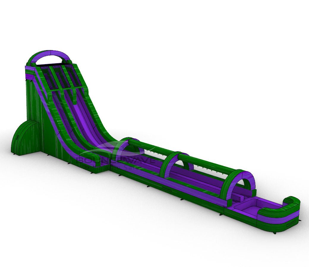 27ft Green Smash Dual Lane 2 - Piece Water Slide With Slip & Slide - BounceWave Inflatable Sales