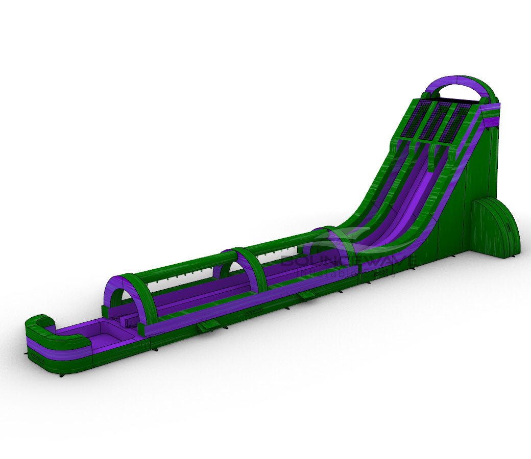 27ft Green Smash Dual Lane 2 - Piece Water Slide With Slip & Slide - BounceWave Inflatable Sales