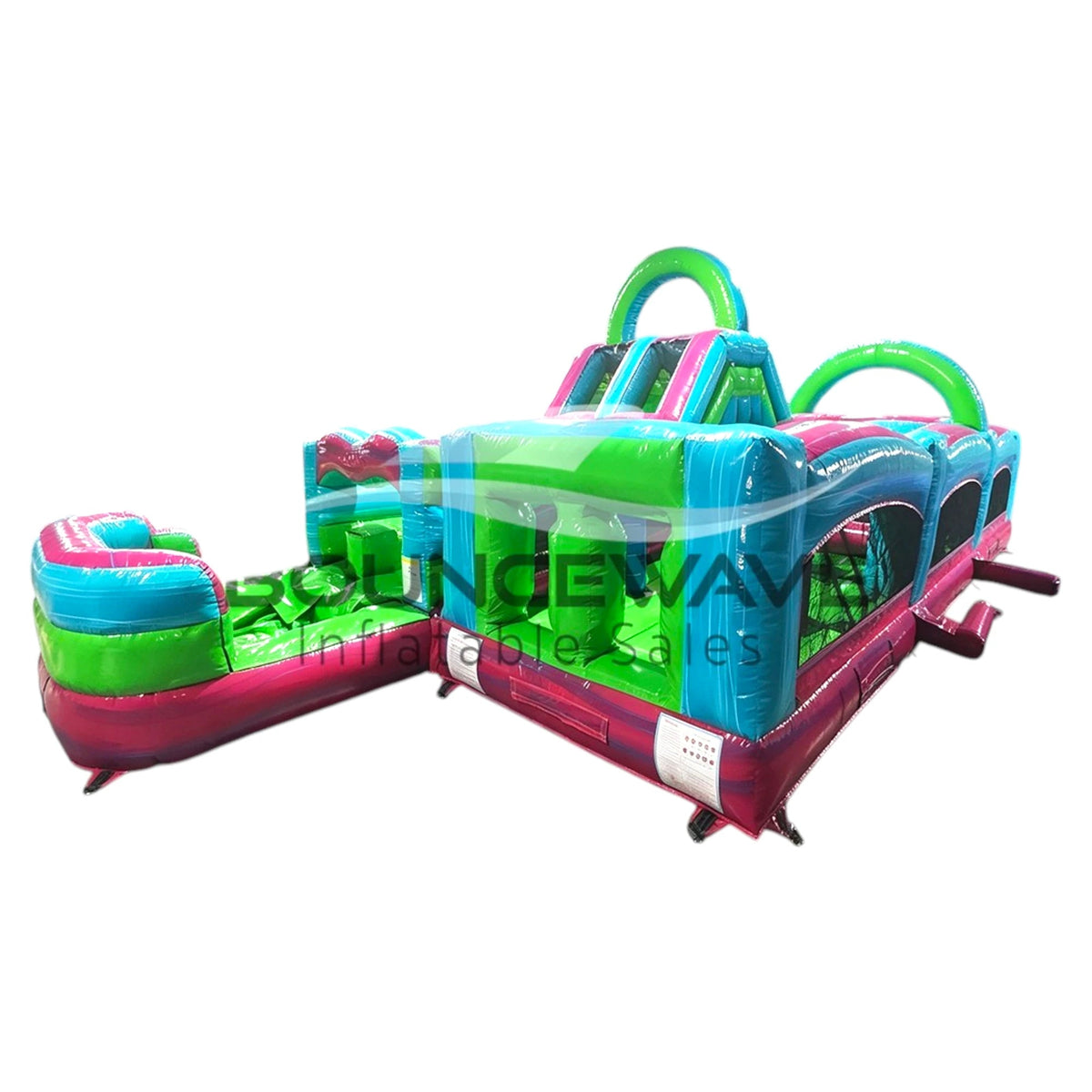 40ft Glow Rider Wrap-Around 2PC Wet/Dry Inflatable Obstacle Course - BounceWave Inflatable Sales