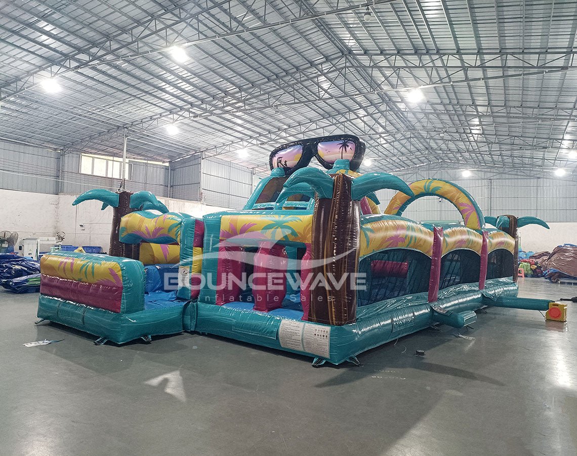 40ft Island Flow Wrap - Around 2PC Wet/Dry Inflatable Obstacle Course - BounceWave Inflatable Sales