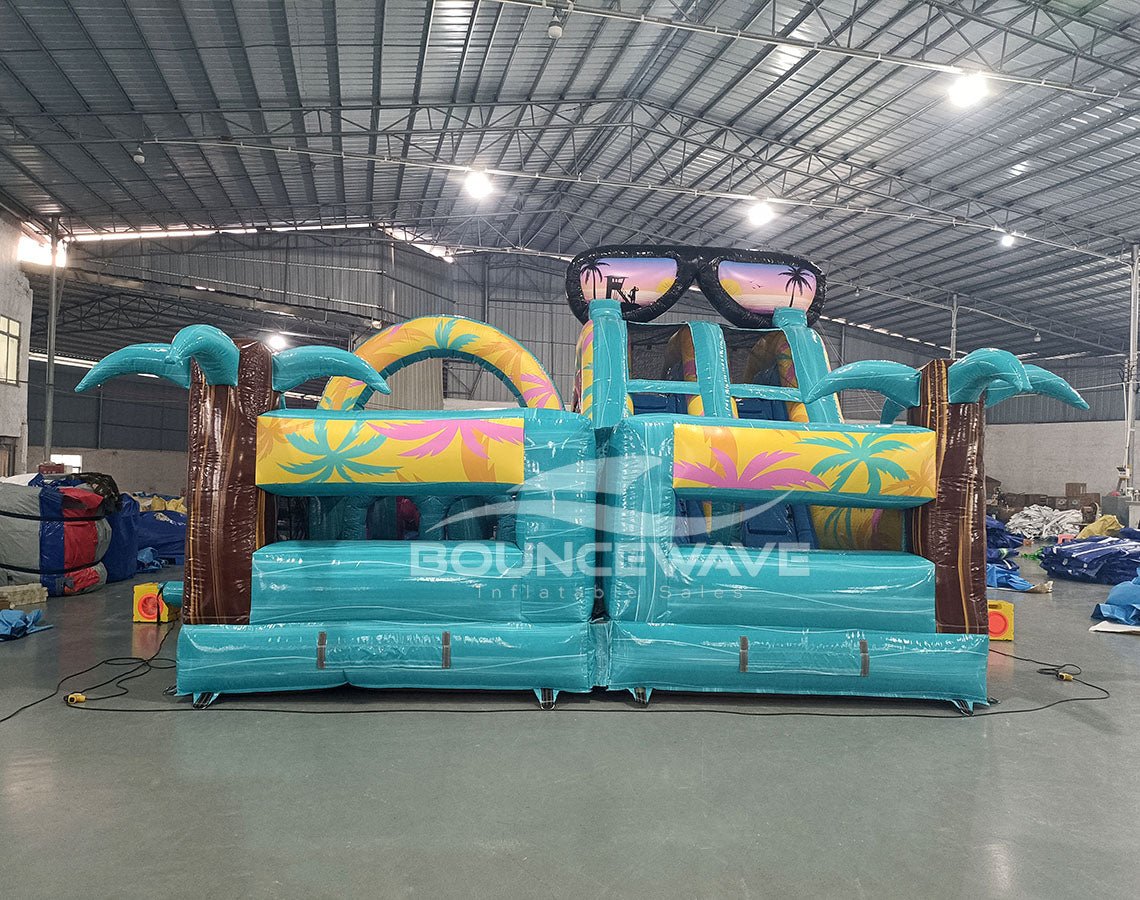 40ft Island Flow Wrap - Around 2PC Wet/Dry Inflatable Obstacle Course - BounceWave Inflatable Sales