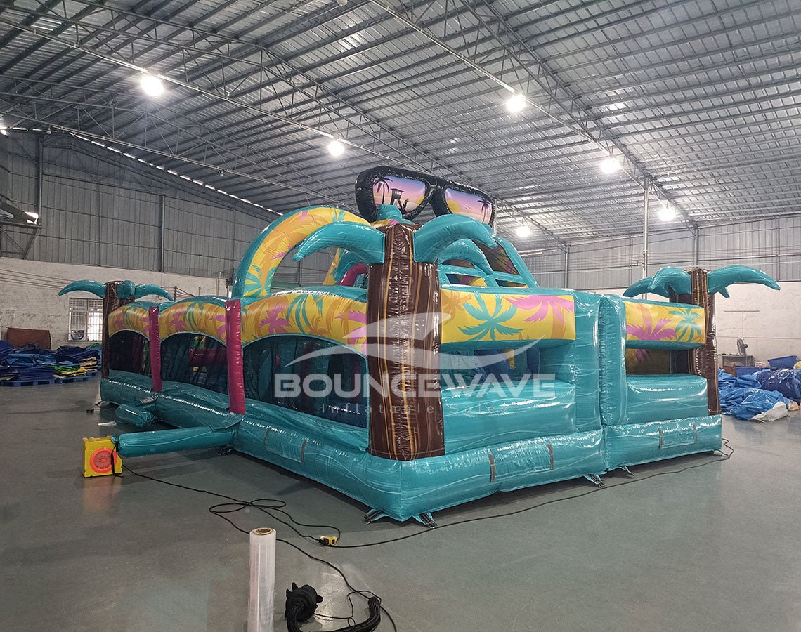 40ft Island Flow Wrap - Around 2PC Wet/Dry Inflatable Obstacle Course - BounceWave Inflatable Sales