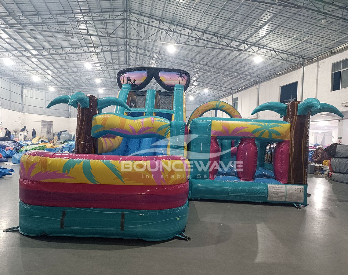 40ft Island Flow Wrap - Around 2PC Wet/Dry Inflatable Obstacle Course - BounceWave Inflatable Sales