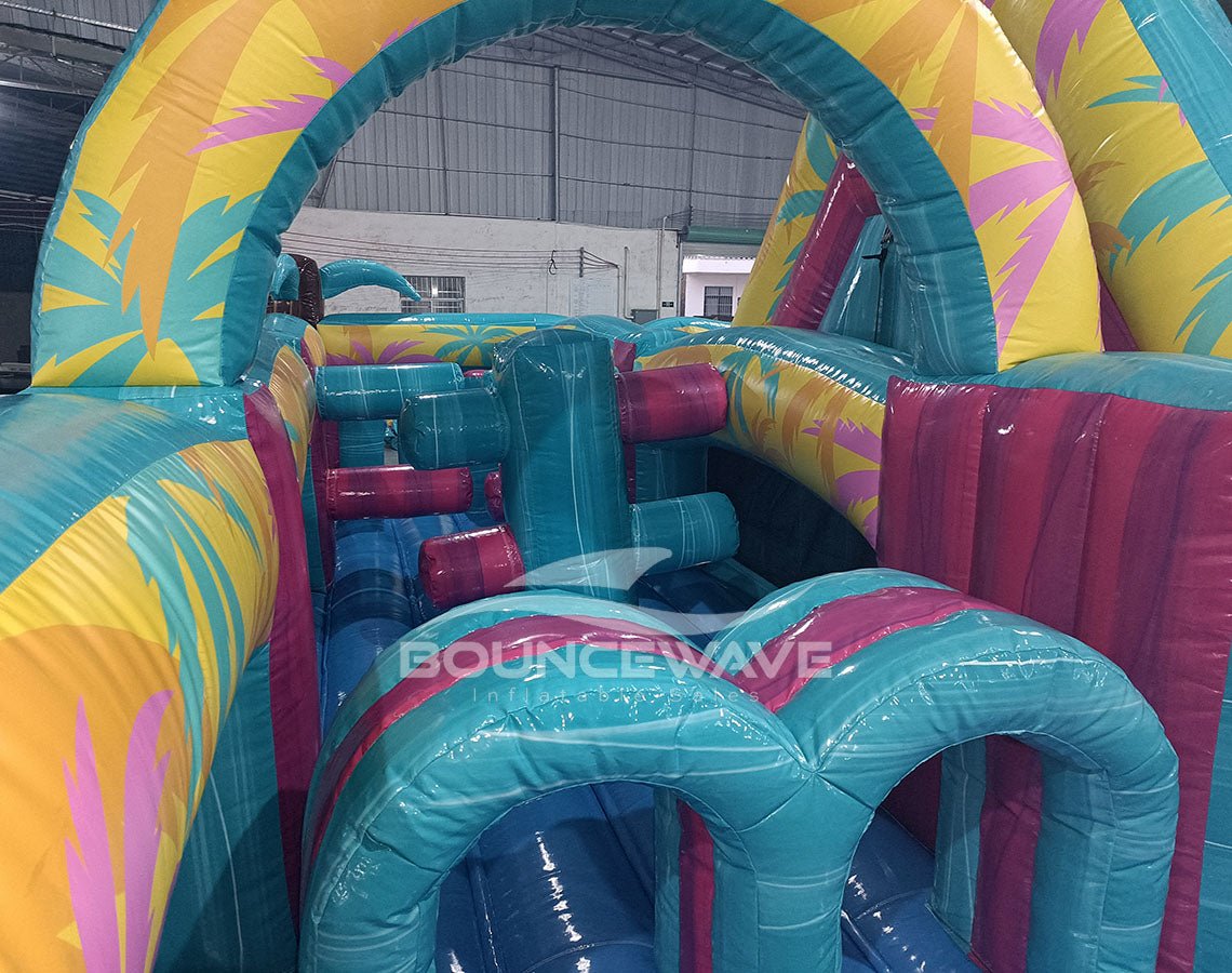 40ft Island Flow Wrap - Around 2PC Wet/Dry Inflatable Obstacle Course - BounceWave Inflatable Sales