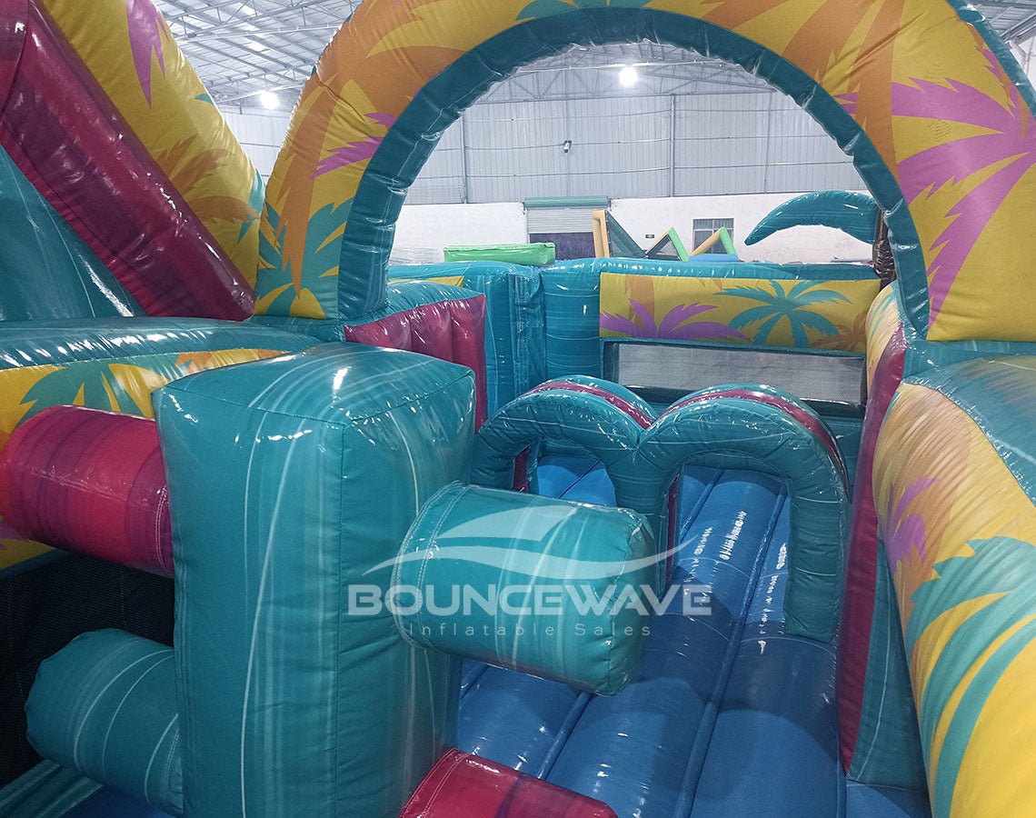 40ft Island Flow Wrap - Around 2PC Wet/Dry Inflatable Obstacle Course - BounceWave Inflatable Sales