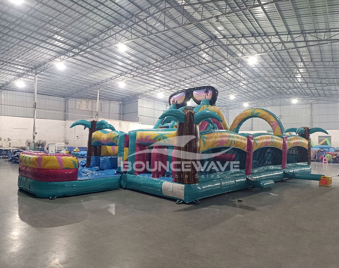 40ft Island Flow Wrap - Around 2PC Wet/Dry Inflatable Obstacle Course - BounceWave Inflatable Sales