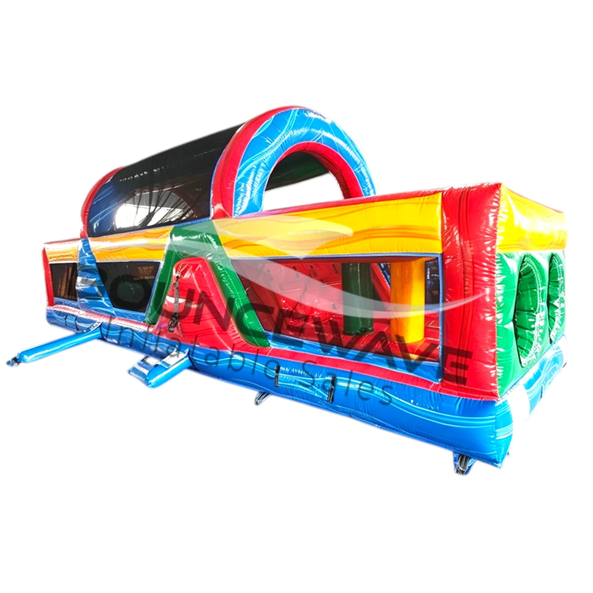 40ft Primary Marble Backyard Commercial Inflatable Obstacle Course - BounceWave Inflatable Sales
