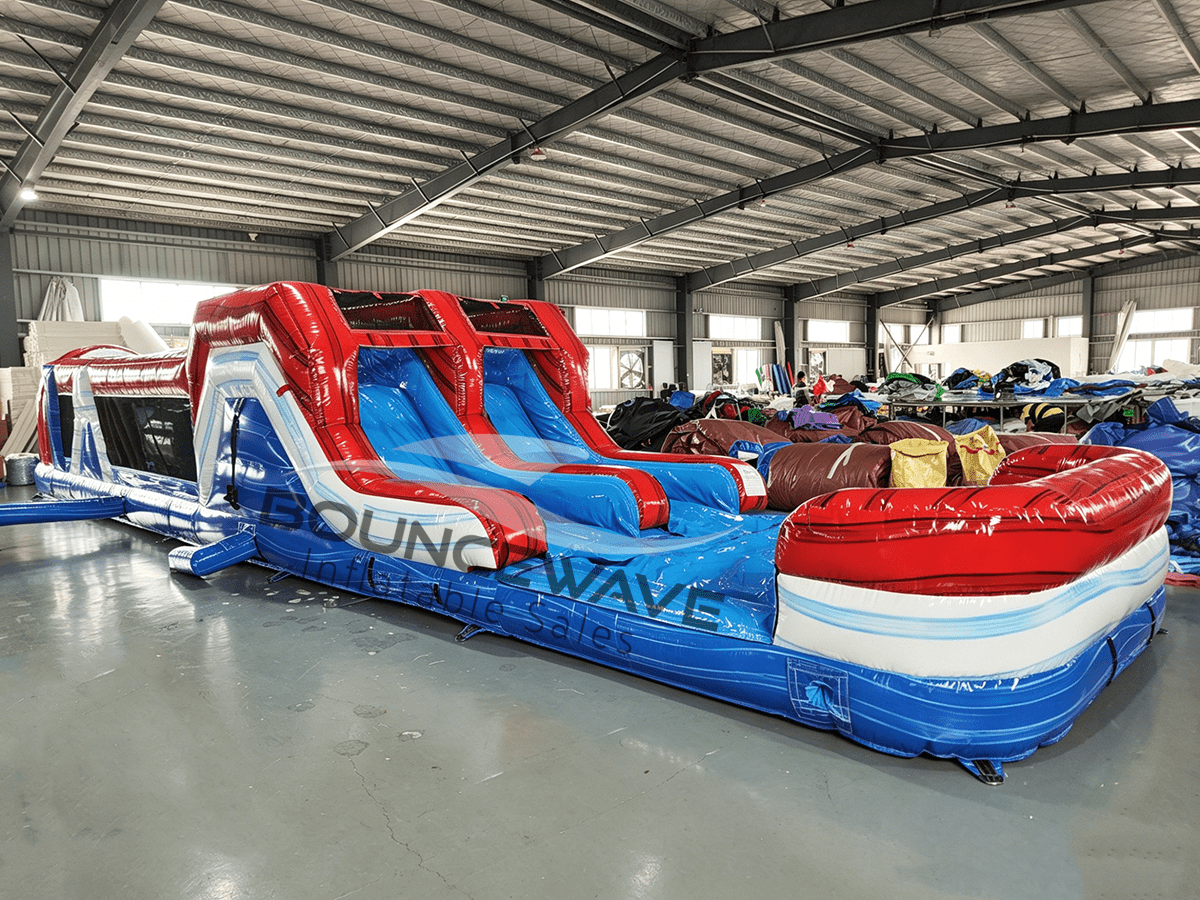 46ft American Thunder "Flash" Hybrid Inflatable Obstacle Course - BounceWave Inflatable Sales