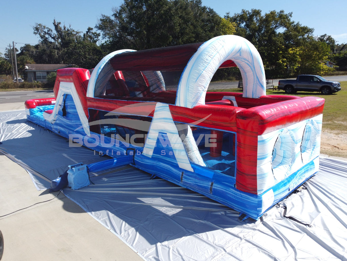 46ft American Thunder Hybrid Wet/Dry Inflatable Obstacle Course - BounceWave Inflatable Sales