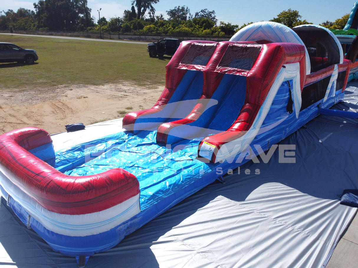 46ft American Thunder Hybrid Wet/Dry Inflatable Obstacle Course - BounceWave Inflatable Sales