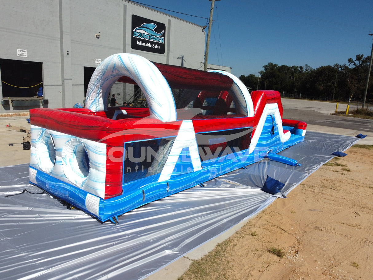 46ft American Thunder Hybrid Wet/Dry Inflatable Obstacle Course - BounceWave Inflatable Sales