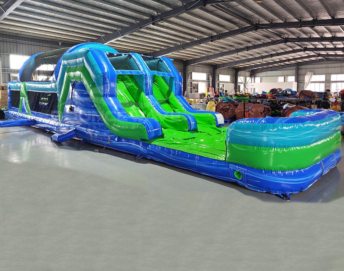 46ft AquaBolt Hybrid Wet/Dry Inflatable Obstacle Course - BounceWave Inflatable Sales