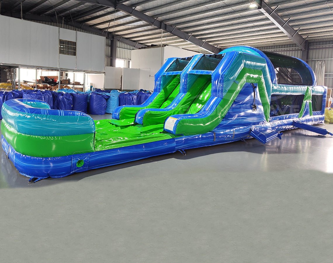 46ft AquaBolt Hybrid Wet/Dry Inflatable Obstacle Course - BounceWave Inflatable Sales