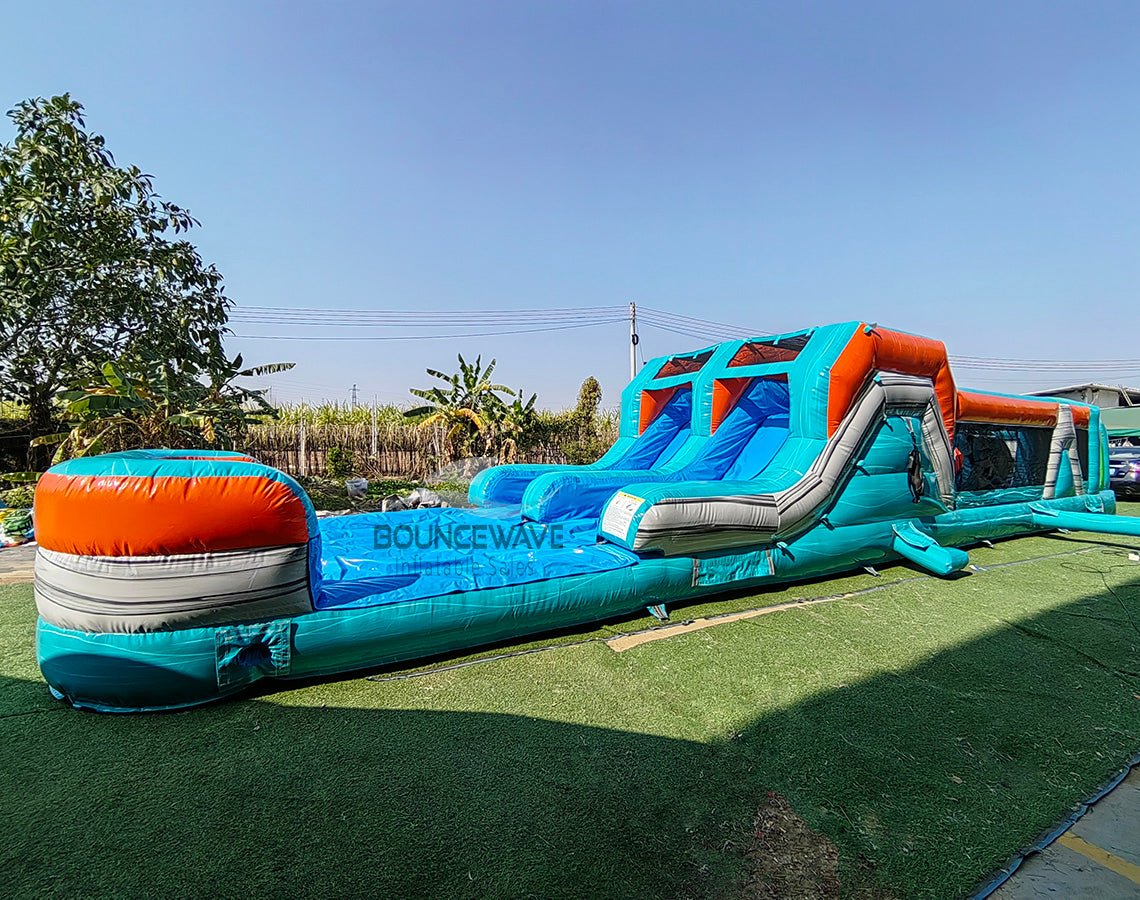 46ft Fiji Falls "Flash" Hybrid Inflatable Obstacle Course - BounceWave Inflatable Sales