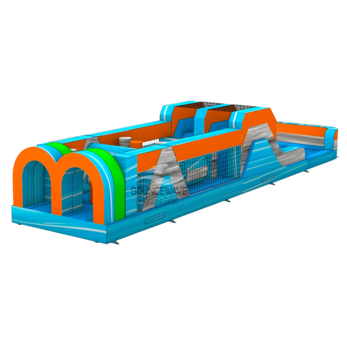 46ft Fiji Falls "Flash" Hybrid Inflatable Obstacle Course - BounceWave Inflatable Sales