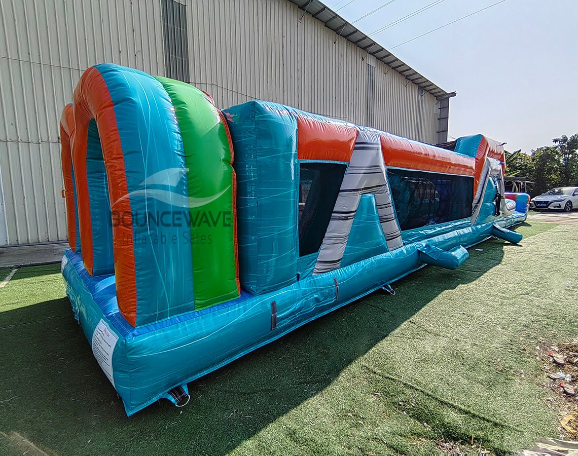 46ft Fiji Falls "Flash" Hybrid Inflatable Obstacle Course - BounceWave Inflatable Sales