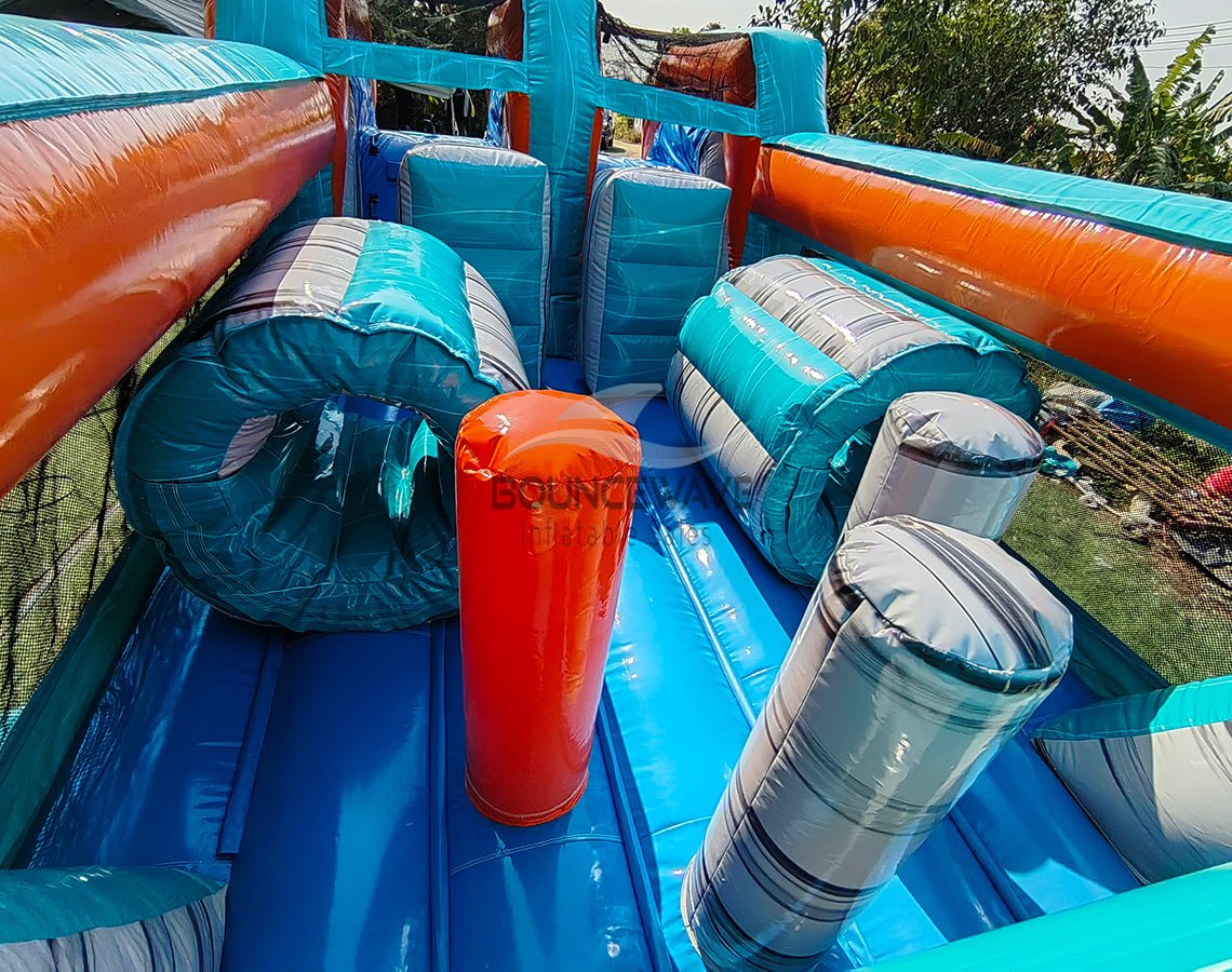 46ft Fiji Falls "Flash" Hybrid Inflatable Obstacle Course - BounceWave Inflatable Sales