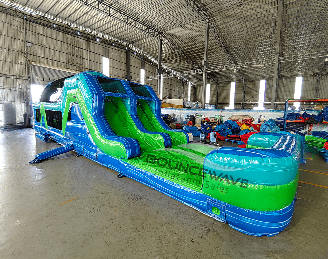46ft GameFly Hybrid Wet/Dry Inflatable Obstacle Course - BounceWave Inflatable Sales