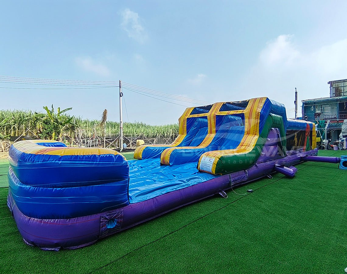 46ft Multi - Color Marble "Flash" Hybrid Inflatable Obstacle Course - BounceWave Inflatable Sales