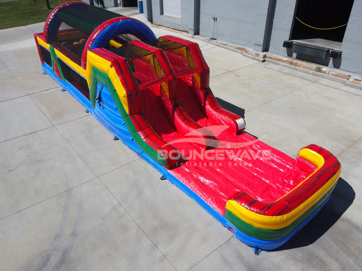 46ft Primary Marble Hybrid Wet/Dry Inflatable Obstacle Course - BounceWave Inflatable Sales