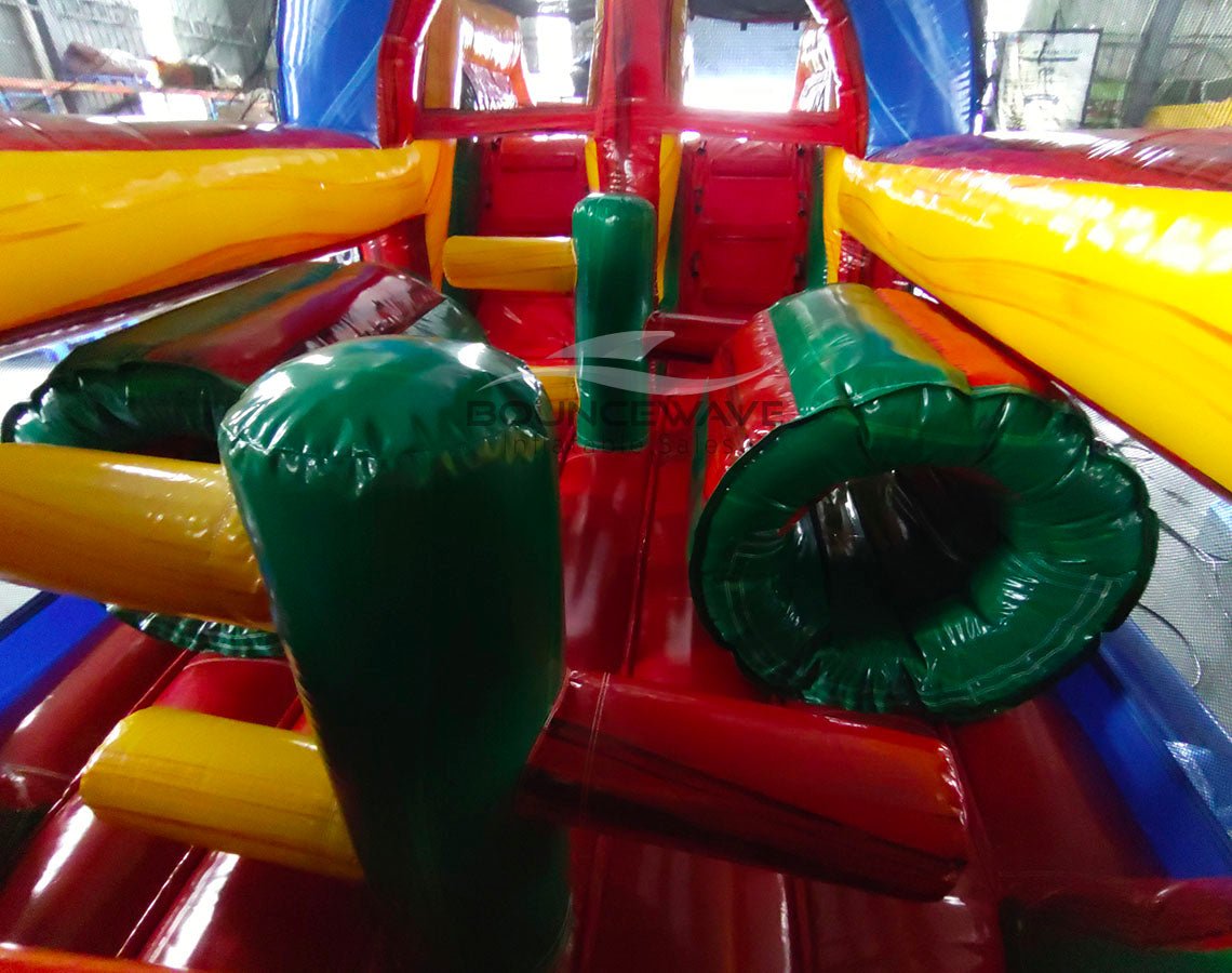 46ft Primary Marble Hybrid Wet/Dry Inflatable Obstacle Course - BounceWave Inflatable Sales
