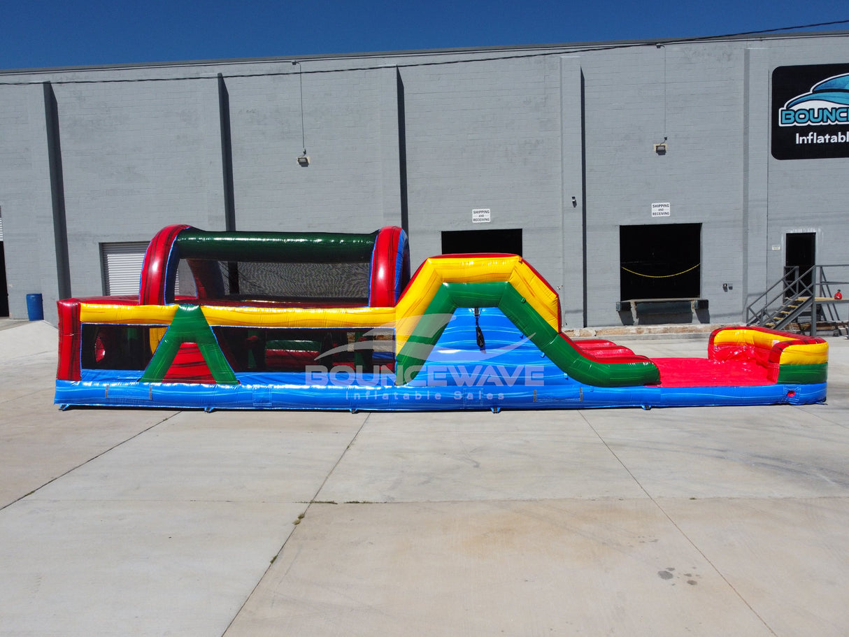 46ft Primary Marble Hybrid Wet/Dry Inflatable Obstacle Course - BounceWave Inflatable Sales