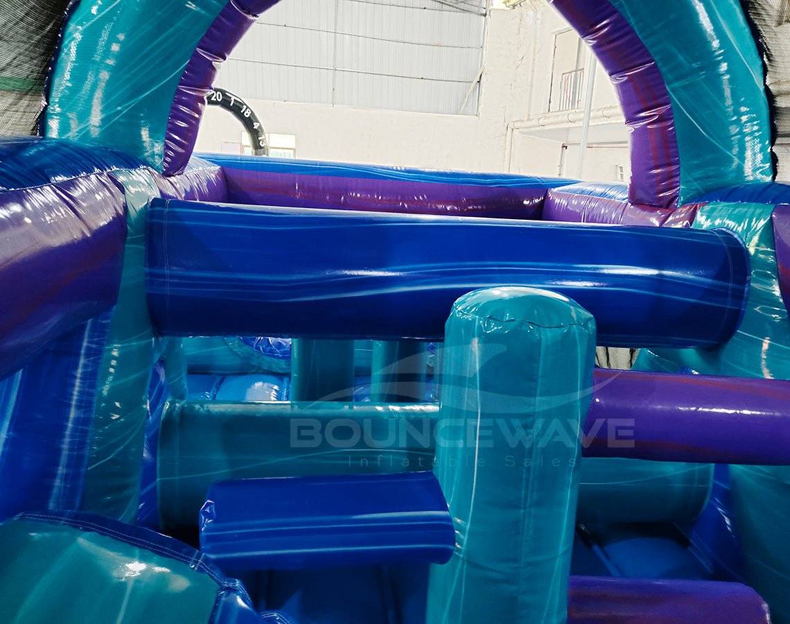 46ft Purple Plunge Hybrid Wet/Dry Inflatable Obstacle Course - BounceWave Inflatable Sales