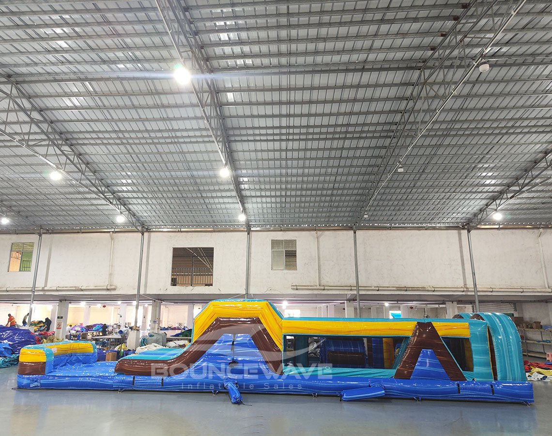 46ft Tropic Shock "Flash" Hybrid Inflatable Obstacle Course - BounceWave Inflatable Sales