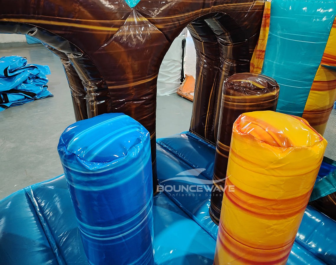 46ft Tropic Shock "Flash" Hybrid Inflatable Obstacle Course - BounceWave Inflatable Sales