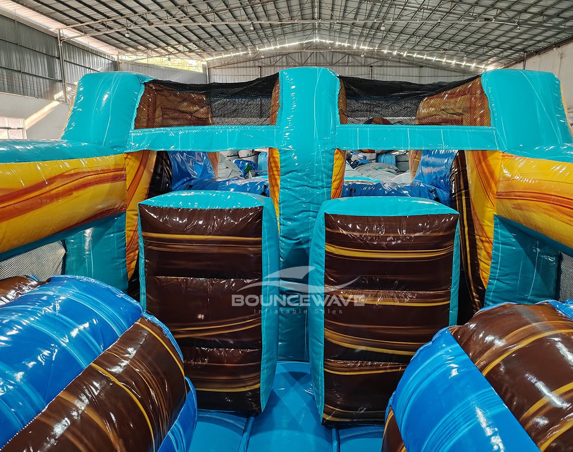 46ft Tropic Shock "Flash" Hybrid Inflatable Obstacle Course - BounceWave Inflatable Sales