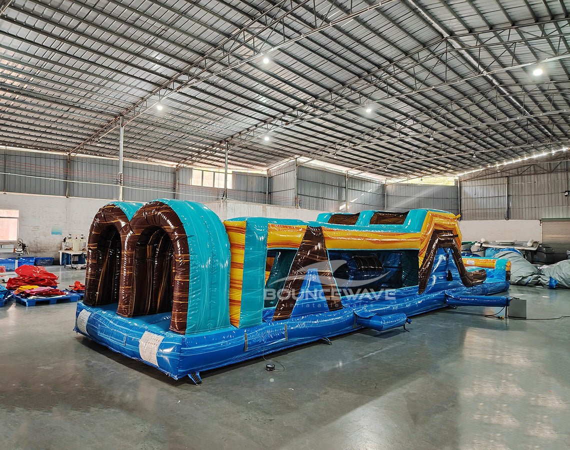46ft Tropic Shock "Flash" Hybrid Inflatable Obstacle Course - BounceWave Inflatable Sales