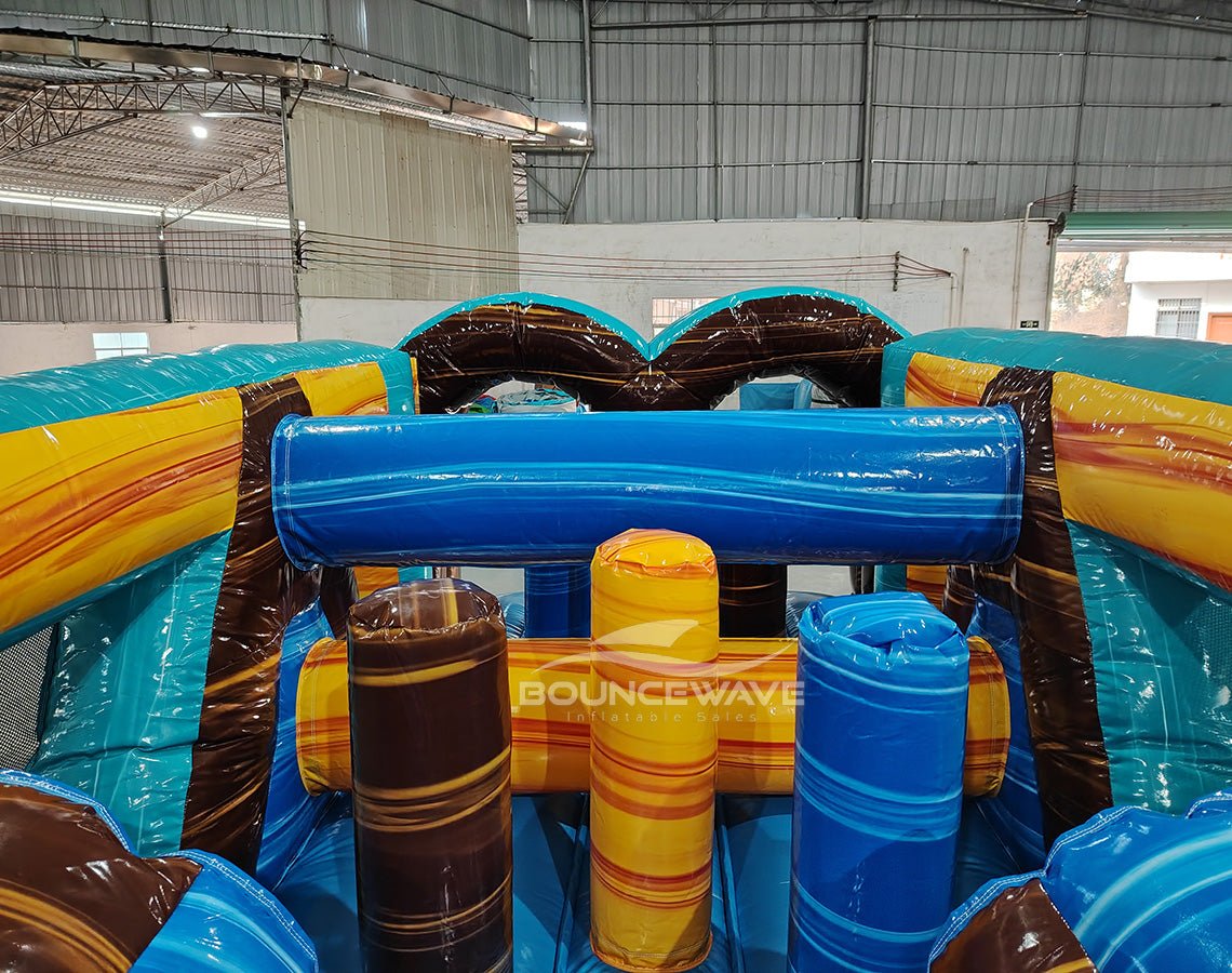 46ft Tropic Shock "Flash" Hybrid Inflatable Obstacle Course - BounceWave Inflatable Sales
