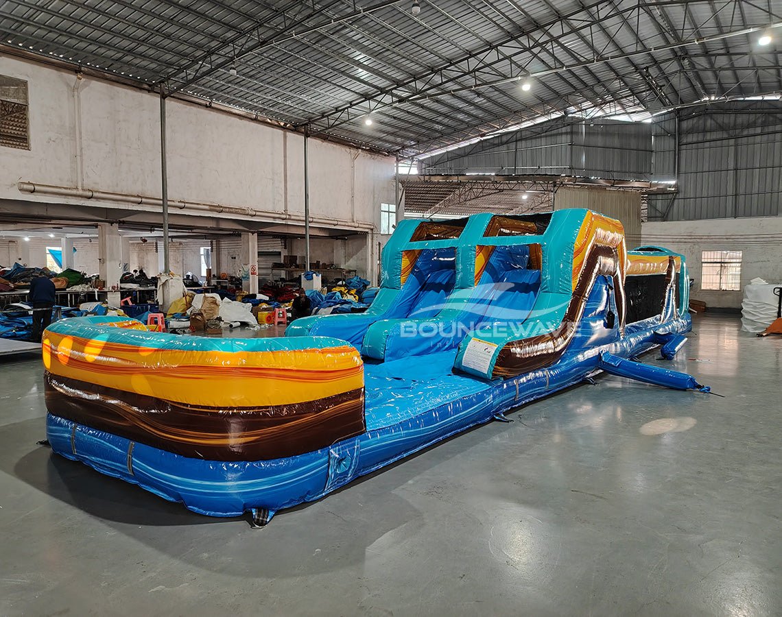 46ft Tropic Shock "Flash" Hybrid Inflatable Obstacle Course - BounceWave Inflatable Sales
