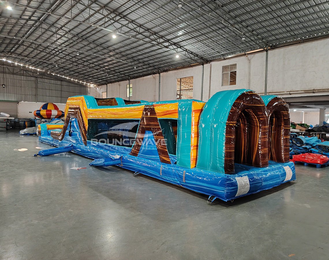 46ft Tropic Shock "Flash" Hybrid Inflatable Obstacle Course - BounceWave Inflatable Sales