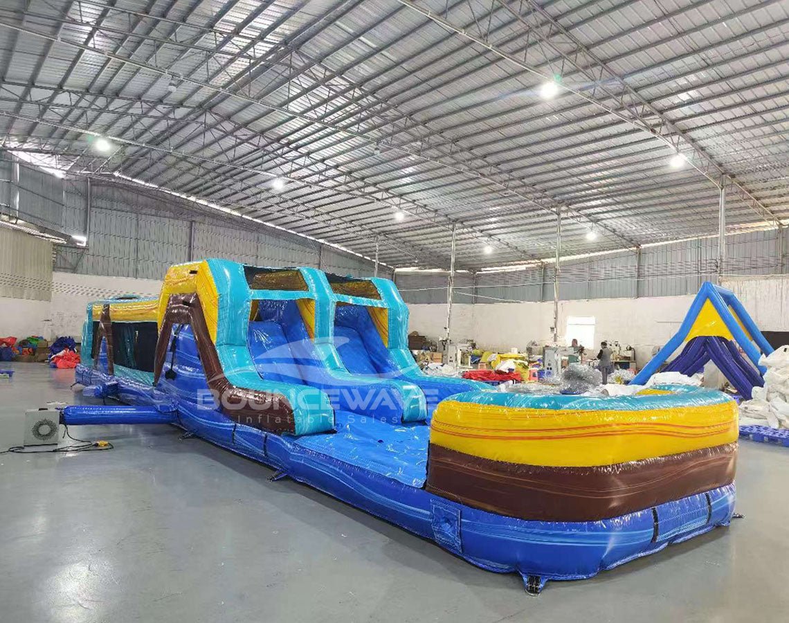 46ft Tropic Shock "Flash" Hybrid Inflatable Obstacle Course - BounceWave Inflatable Sales
