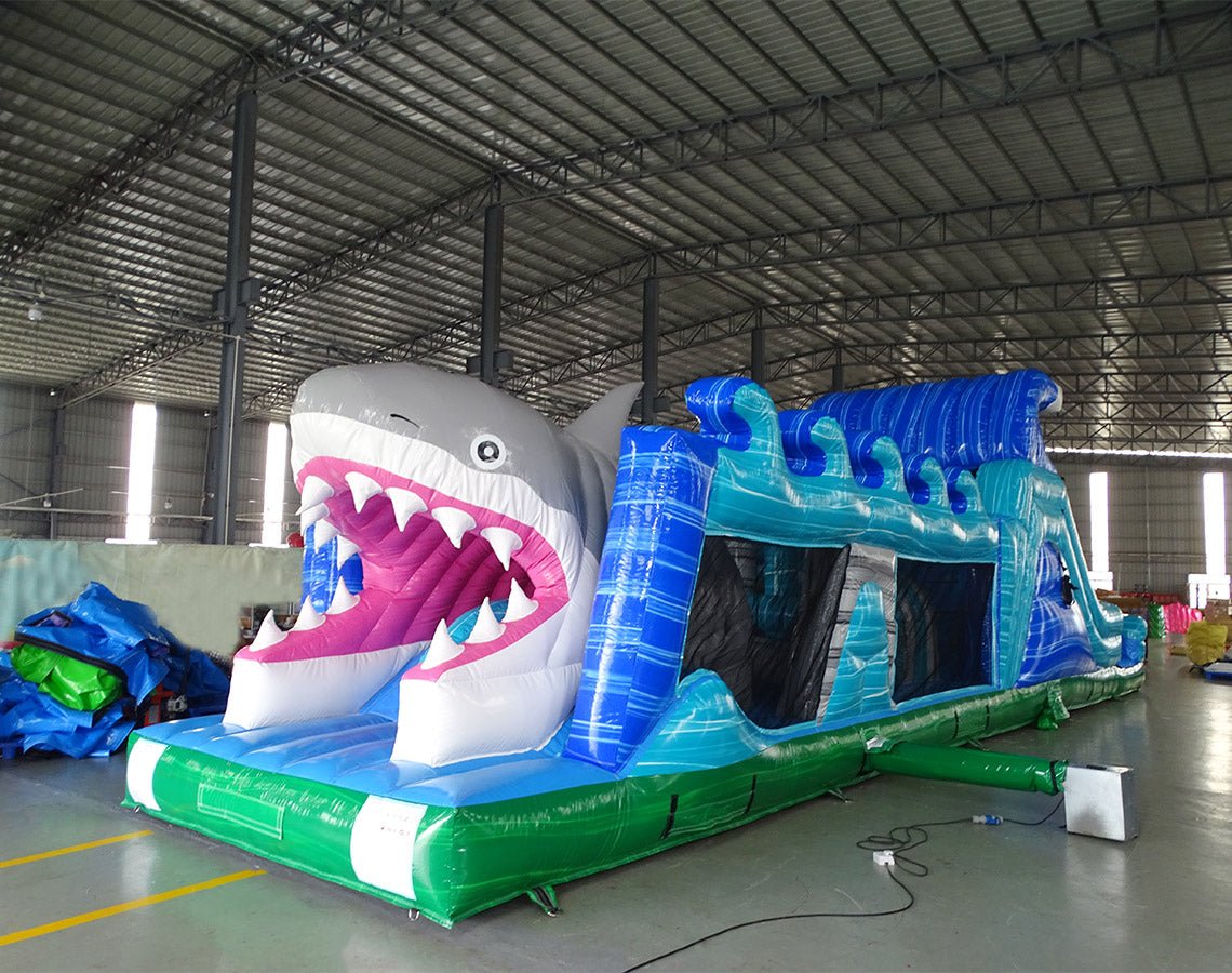 50ft Shark Attack Wet/Dry Inflatable Obstacle Course - BounceWave Inflatable Sales
