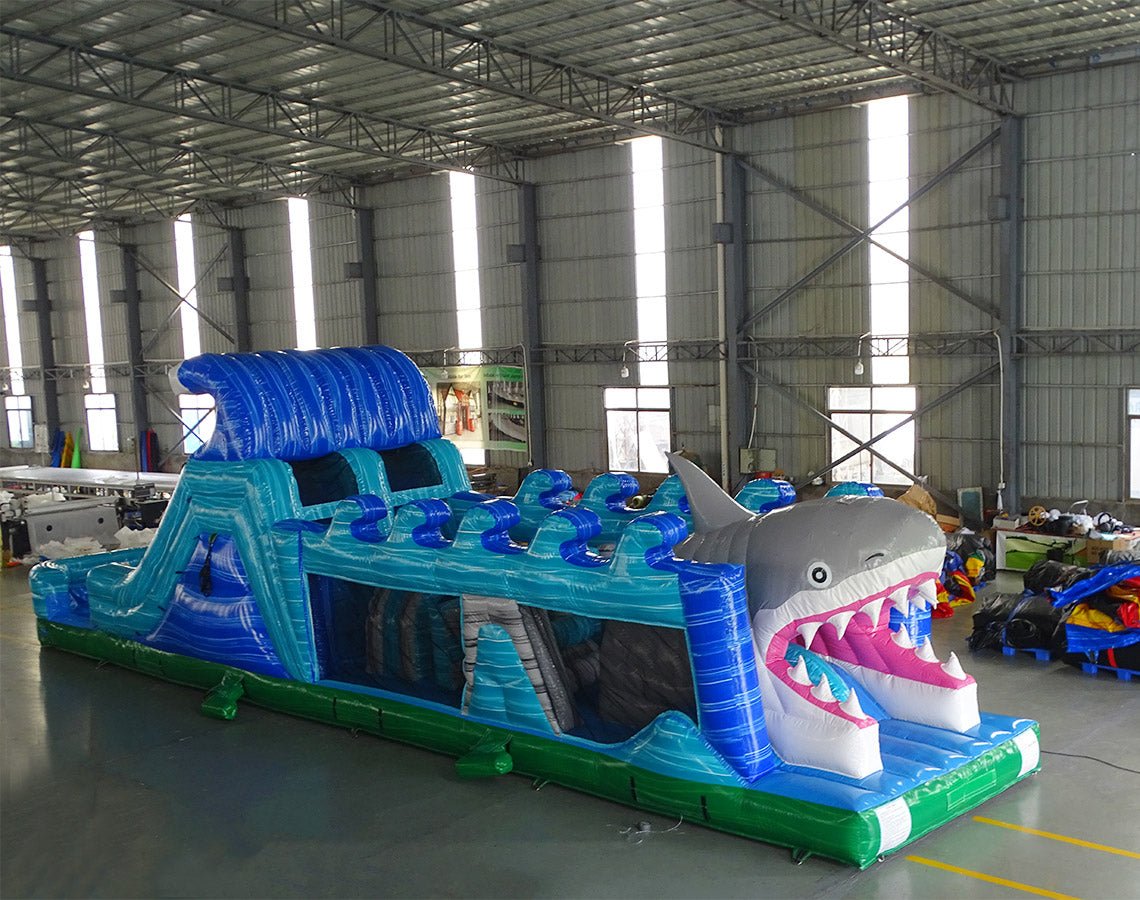 50ft Shark Attack Wet/Dry Inflatable Obstacle Course - BounceWave Inflatable Sales