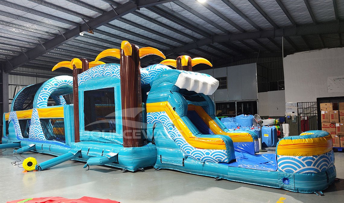 56.5ft Akua Falls 2 - Piece Obstacle - Combo - BounceWave Inflatable Sales