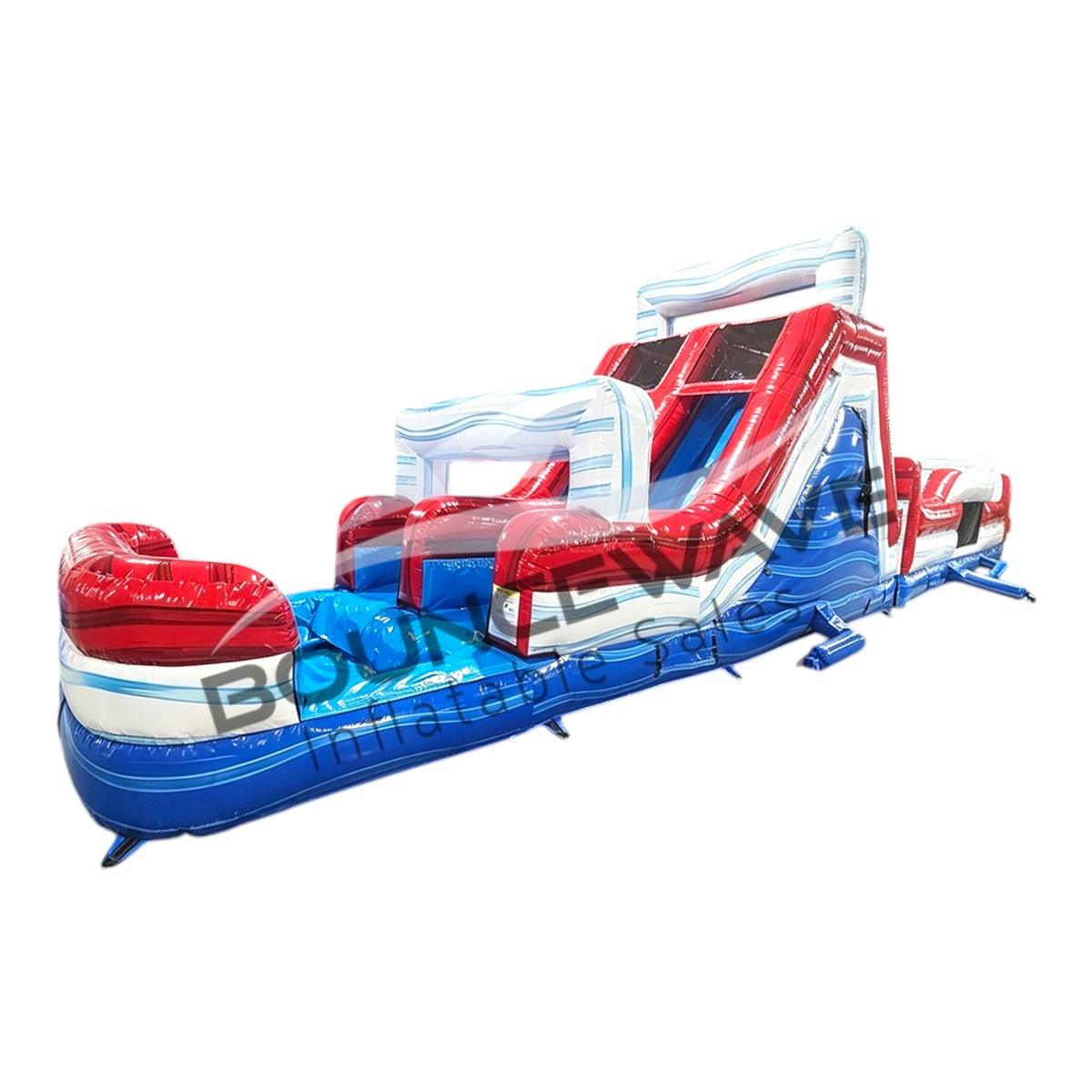 62ft American Thunder 2-Piece Wet/Dry Inflatable Obstacle Course - BounceWave Inflatable Sales