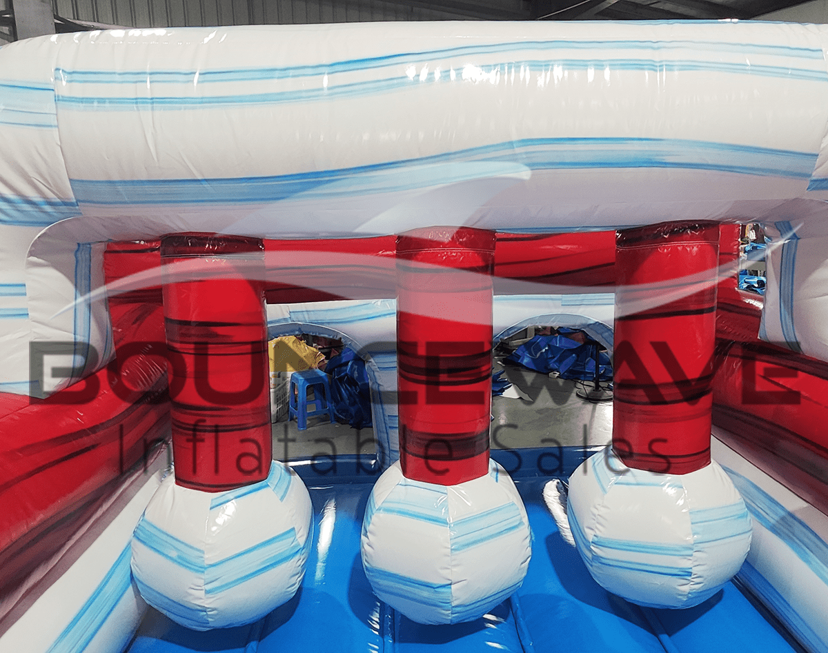 62ft American Thunder 2-Piece Wet/Dry Inflatable Obstacle Course - BounceWave Inflatable Sales