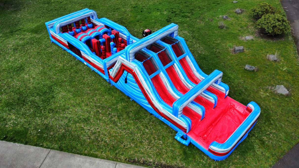62ft Baja Triple Lane 2 - Piece Wet/Dry Inflatable Obstacle Course - BounceWave Inflatable Sales