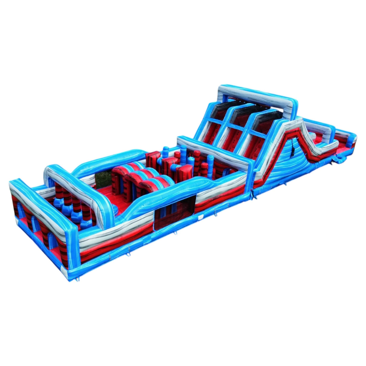 62ft Baja Triple Lane 2 - Piece Wet/Dry Inflatable Obstacle Course - BounceWave Inflatable Sales