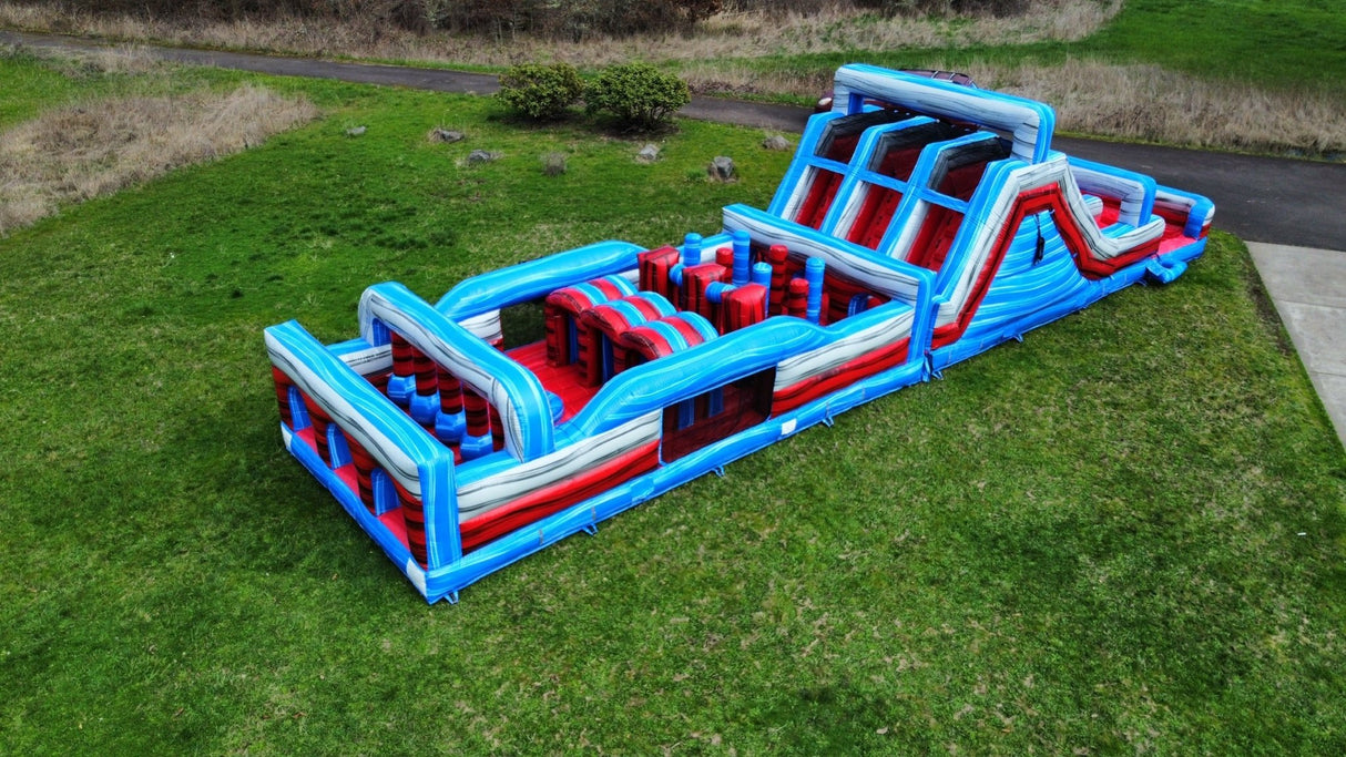 62ft Baja Triple Lane 2 - Piece Wet/Dry Inflatable Obstacle Course - BounceWave Inflatable Sales